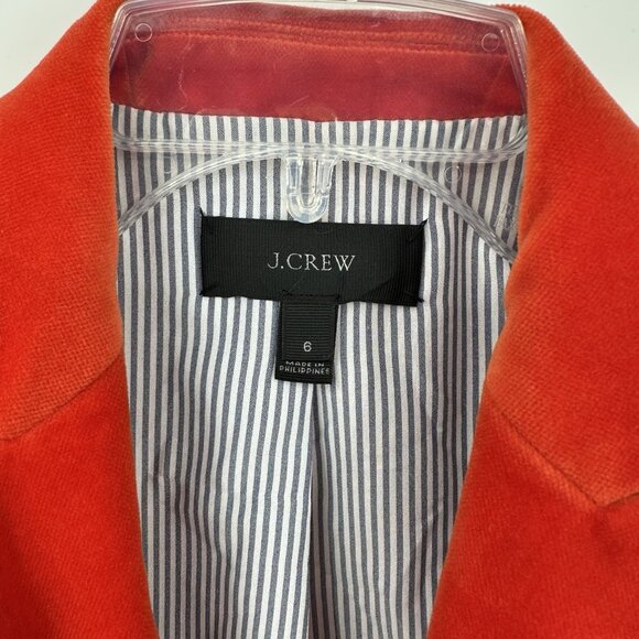 J CREW parke velvet velour jacket blazer orange 6 one button preppy academia - Picture 9 of 10